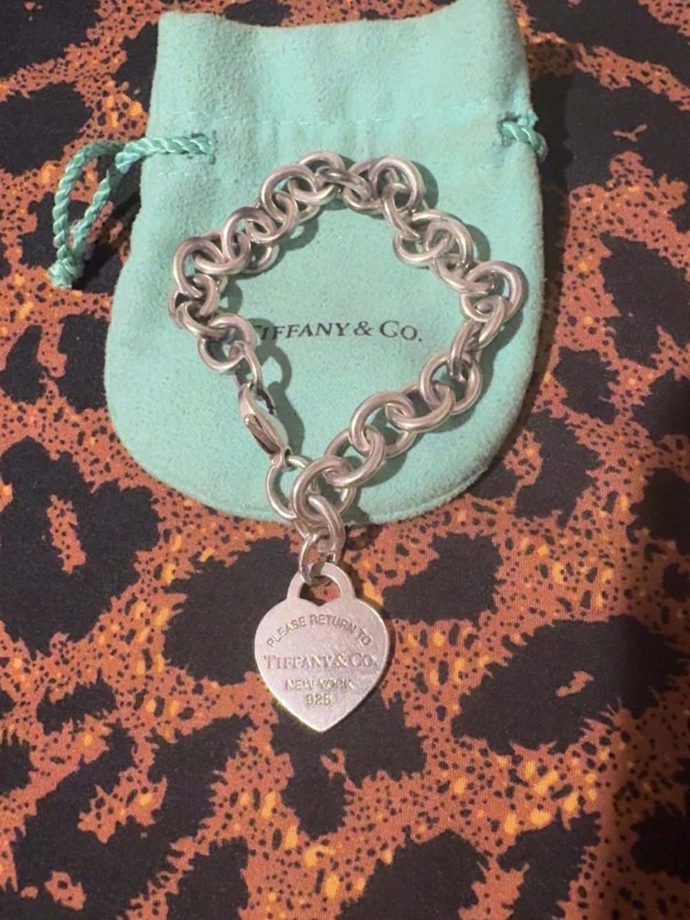 Tiffany & Co. Sterling Silver Heart Tag Link Bracelet - Silver